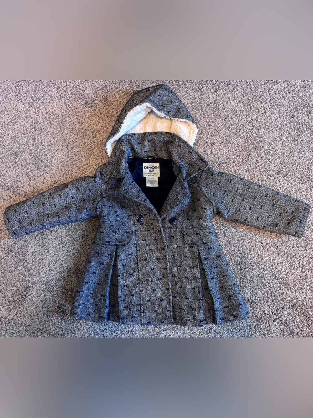 OshKosh B'gosh Girls Gray Hooded Peacoat
